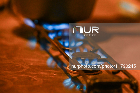 KRAKOW, POLAND - NOVEMBER 18:   
Natural gas burners on a stove in a Krakow cafe, seen on November 17, 2024 in Krakow, Poland. 