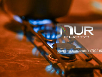 KRAKOW, POLAND - NOVEMBER 18:   
Natural gas burners on a stove in a Krakow cafe, seen on November 17, 2024 in Krakow, Poland. (