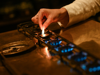 KRAKOW, POLAND - NOVEMBER 18:   
Staff member turns on natural gas burners on a stove in a Krakow cafe, seen on November 17, 2024 in Krakow,...