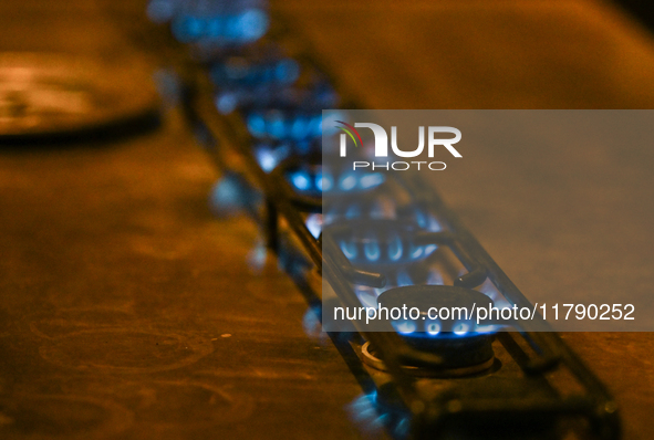 KRAKOW, POLAND - NOVEMBER 18:   
Natural gas burners on a stove in a Krakow cafe, seen on November 17, 2024 in Krakow, Poland. 