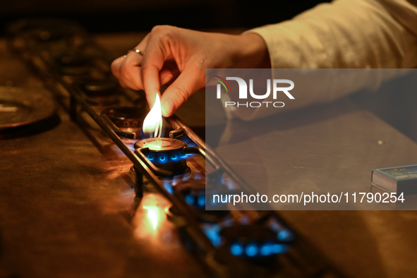 KRAKOW, POLAND - NOVEMBER 18:   
Staff member turns on natural gas burners on a stove in a Krakow cafe, seen on November 17, 2024 in Krakow,...