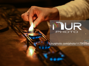 KRAKOW, POLAND - NOVEMBER 18:   
Staff member turns on natural gas burners on a stove in a Krakow cafe, seen on November 17, 2024 in Krakow,...