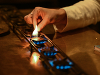 KRAKOW, POLAND - NOVEMBER 18:   
Staff member turns on natural gas burners on a stove in a Krakow cafe, seen on November 17, 2024 in Krakow,...