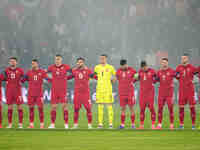  Serbian team  during the Nations League Round 6 match between Serbia qnd Denmark at Dubocica Stadium, Leskovac, Serbia on November 18, 2024...