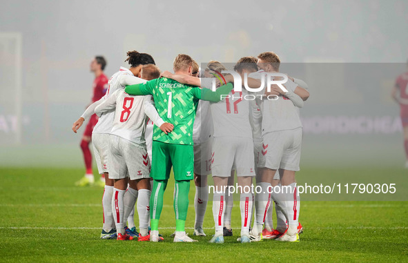  Danish team  during the Nations League Round 6 match between Serbia qnd Denmark at Dubocica Stadium, Leskovac, Serbia on November 18, 2024....