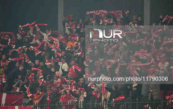  Danish fans  during the Nations League Round 6 match between Serbia qnd Denmark at Dubocica Stadium, Leskovac, Serbia on November 18, 2024....