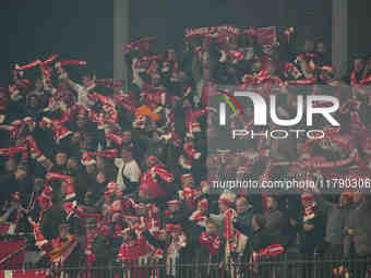  Danish fans  during the Nations League Round 6 match between Serbia qnd Denmark at Dubocica Stadium, Leskovac, Serbia on November 18, 2024....