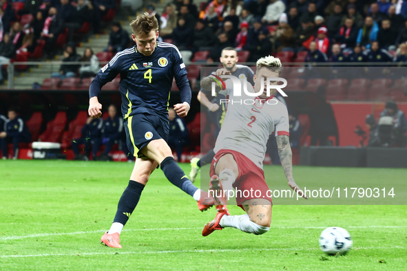 Scott McTominay and Kamil Piatkowski during UEFA Nations League match Poland - Scotland at National Stadium in Warsaw, Poland on November 18...