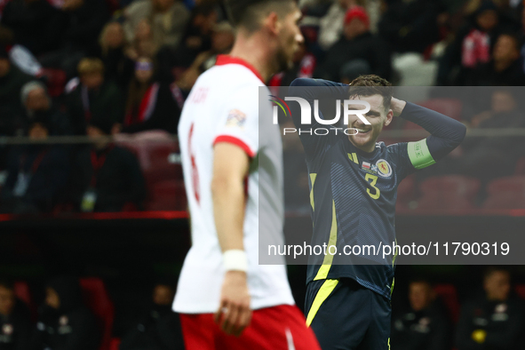 Andrew Robertson during UEFA Nations League match Poland - Scotland at National Stadium in Warsaw, Poland on November 18, 2024. 