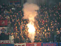  Serbian fans  during the Nations League Round 6 match between Serbia qnd Denmark at Dubocica Stadium, Leskovac, Serbia on November 18, 2024...