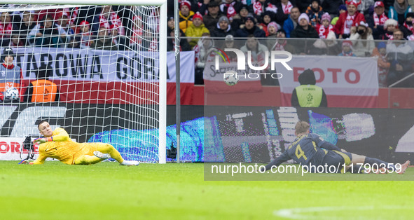 Lukasz Skorupski , Scott McTominay  during UEFA Nations League match Poland vs Scotland in Warsaw Poland on 18 November 2024. 