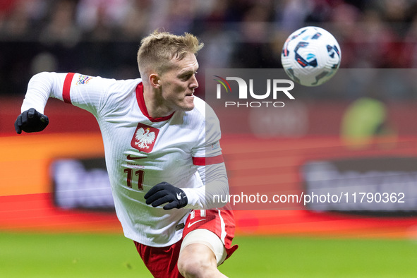 Karol Swiderski  during UEFA Nations League match Poland vs Scotland in Warsaw Poland on 18 November 2024. 