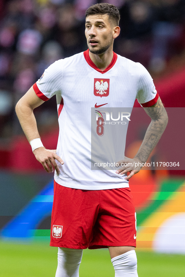 Jakub Moder  during UEFA Nations League match Poland vs Scotland in Warsaw Poland on 18 November 2024. 