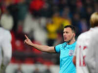 Felix Zwayer, Referee from Germany,  gestures during the Nations League Round 6 match between Serbia qnd Denmark at Dubocica Stadium, Leskov...