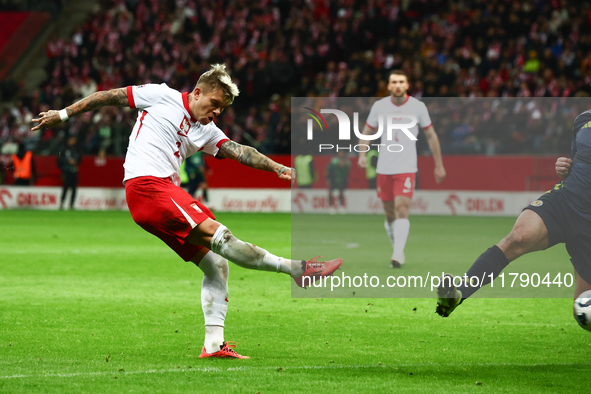 Kamil Piatkowski scores the goal during UEFA Nations League match Poland - Scotland at National Stadium in Warsaw, Poland on November 18, 20...