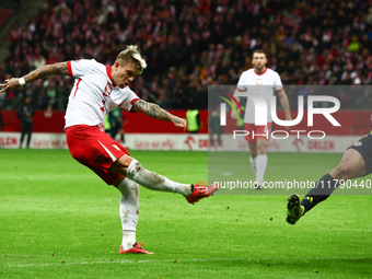 Kamil Piatkowski scores the goal during UEFA Nations League match Poland - Scotland at National Stadium in Warsaw, Poland on November 18, 20...