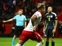 Kamil Piatkowski celebrates the goal during UEFA Nations League match Poland - Scotland at National Stadium in Warsaw, Poland on November 18...