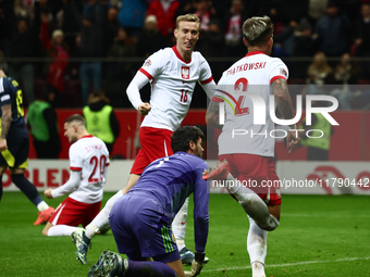 Kamil Piatkowski celebrates the goal during UEFA Nations League match Poland - Scotland at National Stadium in Warsaw, Poland on November 18...