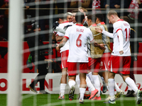 Poland team celebrates the goal during UEFA Nations League match Poland - Scotland at National Stadium in Warsaw, Poland on November 18, 202...