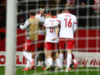 Poland team celebrates the goal during UEFA Nations League match Poland - Scotland at National Stadium in Warsaw, Poland on November 18, 202...