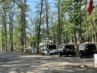 Auto-rickshaws park in Konni, Pathanamthitta, Kerala, India, on April 5, 2024. (