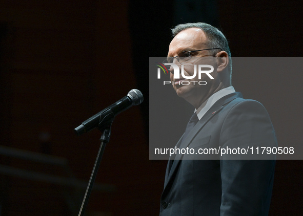 KRAKOW, POLAND - NOVEMBER 17:   
President of Poland Andrzej Duda during the ceremonial Jubilee Gala marking the 35th anniversary of the Sco...