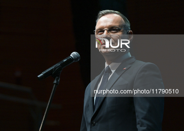 KRAKOW, POLAND - NOVEMBER 17:   
President of Poland Andrzej Duda during the ceremonial Jubilee Gala marking the 35th anniversary of the Sco...