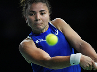 MALAGA, SPAIN - NOVEMBER 18: Jasmine Paolini of Team Italy in her singles match against Iga Swiatek of Team Poland in the Semi-Final tie bet...