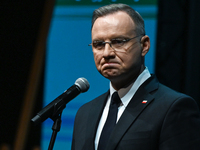 KRAKOW, POLAND - NOVEMBER 17:   
President of Poland Andrzej Duda delivers a speech at the Jubilee Gala marking the 35th anniversary of the...