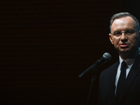 KRAKOW, POLAND - NOVEMBER 17:   
President of Poland Andrzej Duda delivers a speech at the Jubilee Gala marking the 35th anniversary of the...