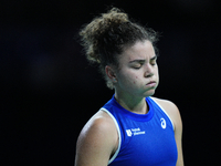 MALAGA, SPAIN - NOVEMBER 18: Jasmine Paolini of Team Italy in her singles match against Iga Swiatek of Team Poland in the Semi-Final tie bet...