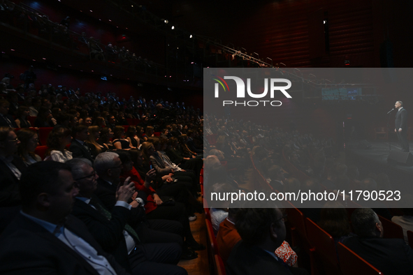 KRAKOW, POLAND - NOVEMBER 17:   
President of Poland Andrzej Duda delivers a speech at the Jubilee Gala marking the 35th anniversary of the...