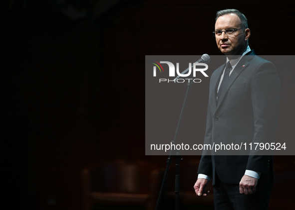 KRAKOW, POLAND - NOVEMBER 17:   
President of Poland Andrzej Duda during the ceremonial Jubilee Gala marking the 35th anniversary of the Sco...