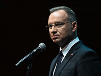 KRAKOW, POLAND - NOVEMBER 17:   
President of Poland Andrzej Duda delivers a speech at the Jubilee Gala marking the 35th anniversary of the...