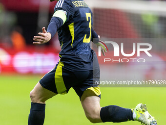 Andy Robertson  goal celebration during UEFA Nations League match Poland vs Scotland in Warsaw Poland on 18 November 2024. (