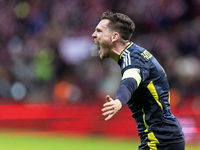 Andy Robertson  goal celebration during UEFA Nations League match Poland vs Scotland in Warsaw Poland on 18 November 2024. (