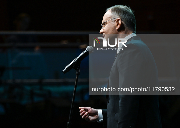 KRAKOW, POLAND - NOVEMBER 17:   
President of Poland Andrzej Duda delivers a speech at the Jubilee Gala marking the 35th anniversary of the...