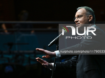 KRAKOW, POLAND - NOVEMBER 17:   
President of Poland Andrzej Duda during the ceremonial Jubilee Gala marking the 35th anniversary of the Sco...