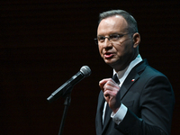 KRAKOW, POLAND - NOVEMBER 17:   
President of Poland Andrzej Duda delivers a speech at the Jubilee Gala marking the 35th anniversary of the...