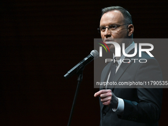 KRAKOW, POLAND - NOVEMBER 17:   
President of Poland Andrzej Duda delivers a speech at the Jubilee Gala marking the 35th anniversary of the...