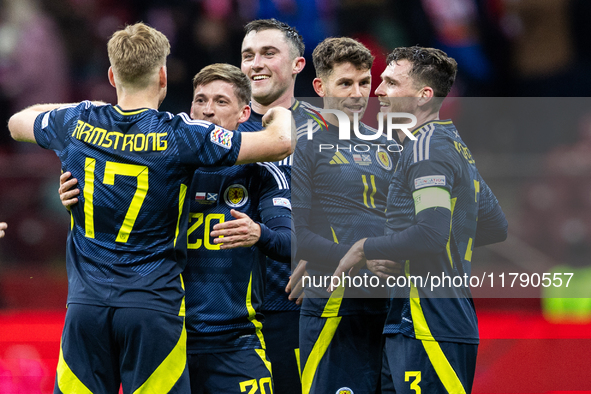 Stuart Armstrong, Ryan Gauld, John Souttar and Ryan Christie, Andy Robertson are celebrating victory during the  UEFA Nations League 2024 Le...