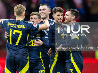 Stuart Armstrong, Ryan Gauld, John Souttar and Ryan Christie, Andy Robertson are celebrating victory during the  UEFA Nations League 2024 Le...