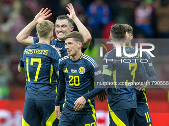 Stuart Armstrong, Ryan Gauld, John Souttar and Ryan Christie, Andy Robertson are celebrating victory during the  UEFA Nations League 2024 Le...