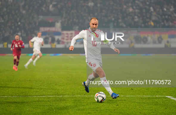 Christian Eriksen of Denmark  controls the ball during the Nations League Round 6 match between Serbia qnd Denmark at Dubocica Stadium, Lesk...