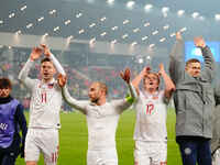 Christian Eriksen of Denmark  with post game celebration during the Nations League Round 6 match between Serbia qnd Denmark at Dubocica Stad...