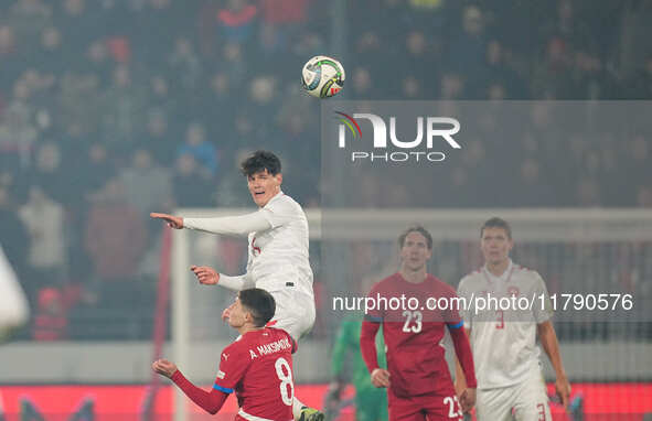 Christian Noergaard of Denmark  controls the ball during the Nations League Round 6 match between Serbia qnd Denmark at Dubocica Stadium, Le...