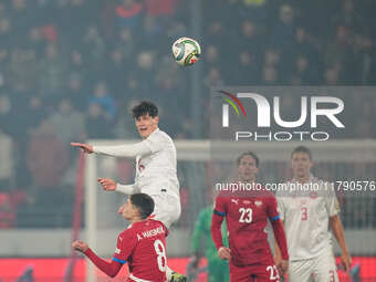 Christian Noergaard of Denmark  controls the ball during the Nations League Round 6 match between Serbia qnd Denmark at Dubocica Stadium, Le...