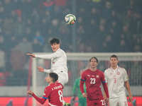 Christian Noergaard of Denmark  controls the ball during the Nations League Round 6 match between Serbia qnd Denmark at Dubocica Stadium, Le...