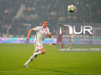 Victor Kristiansen of Denmark  controls the ball during the Nations League Round 6 match between Serbia qnd Denmark at Dubocica Stadium, Les...