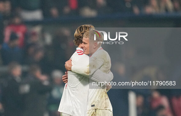 Albert Groenbaek of Denmark  with post game celebration during the Nations League Round 6 match between Serbia qnd Denmark at Dubocica Stadi...